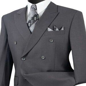 Pleated Suit - Mens Suits With Pleated Pant - Regular Fit Suit - Charcoal Grey S